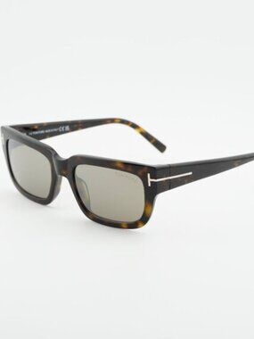 Tom Ford Ezra FT1075 52L Sunglasses Havana Rectangle Frame, Roviex Lenses